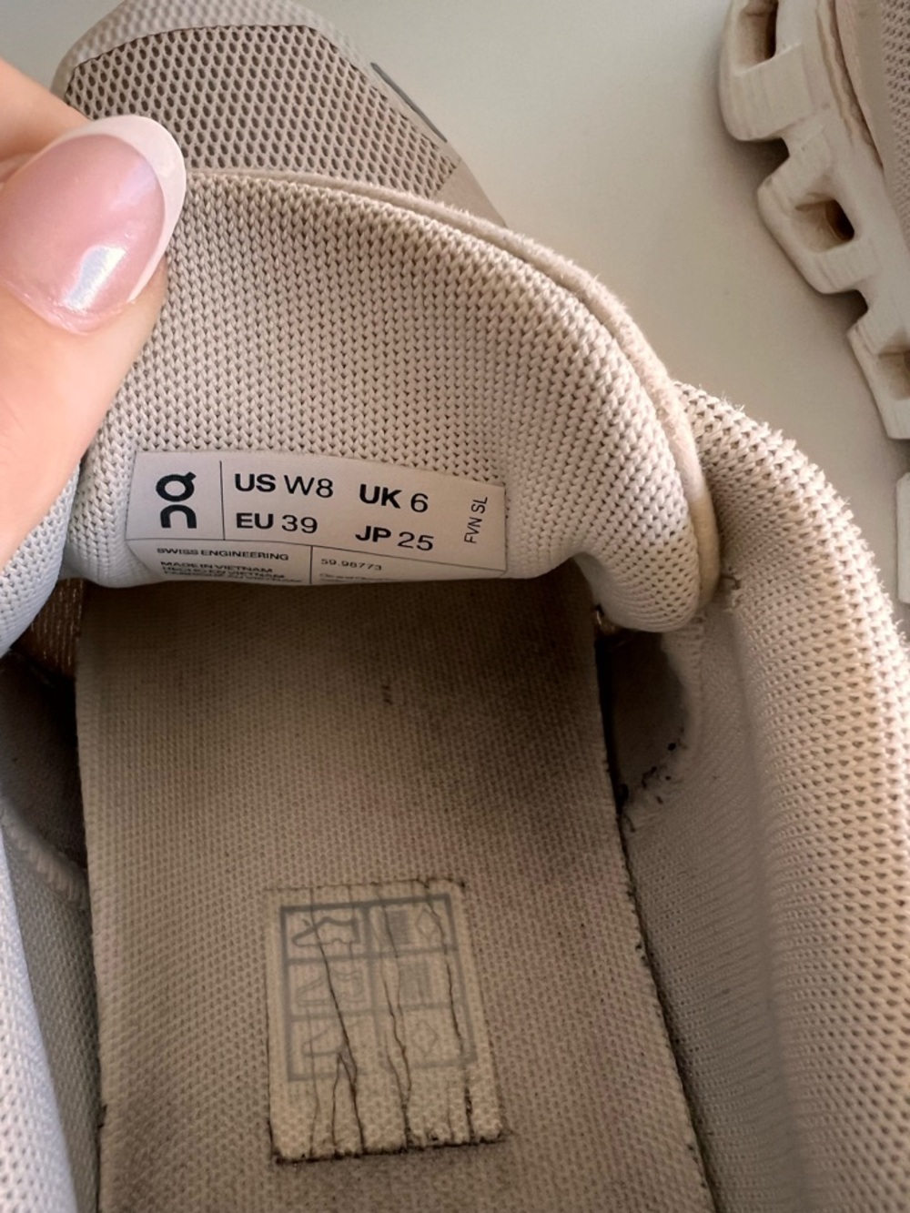On Cloud Beige Mesh Running Sneakers - Picture 6 of 9